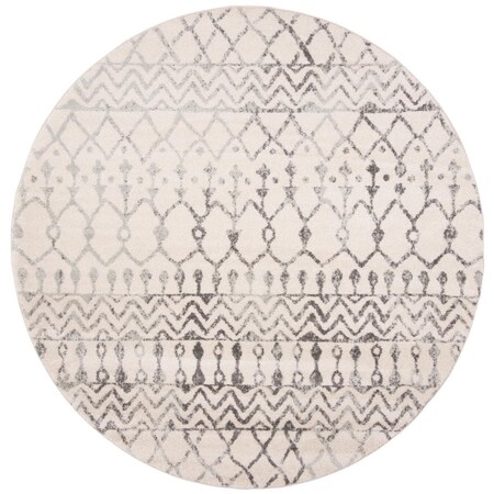 Flowers First 8 x 8 ft. Tulum Global Round Power Loomed Rug; Ivory & Grey FL2149454